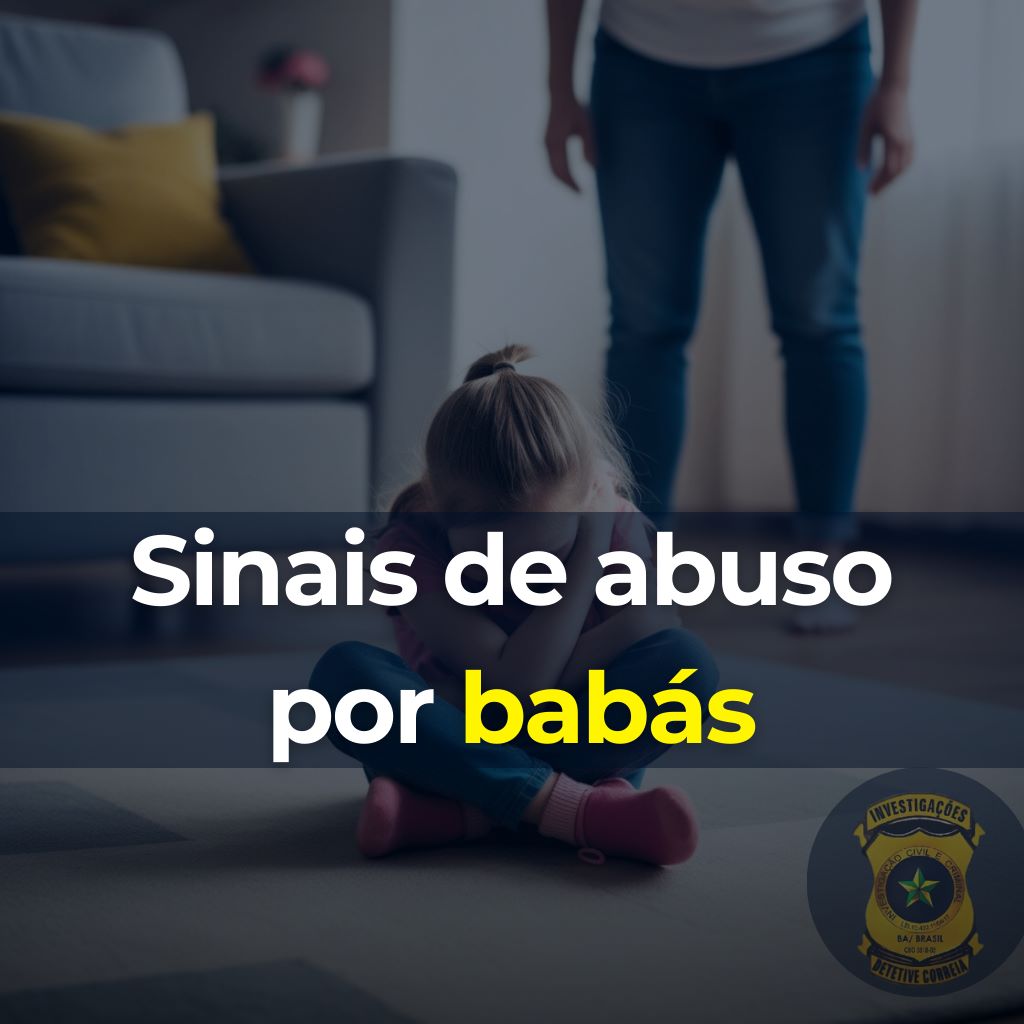Menina pequena sentada no chão com expressão triste, enquanto uma babá permanece ao fundo.