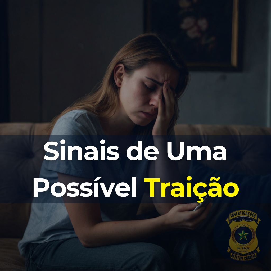 Mulher com expressão preocupada segurando o celular, ilustrando os sinais de uma possível traição.