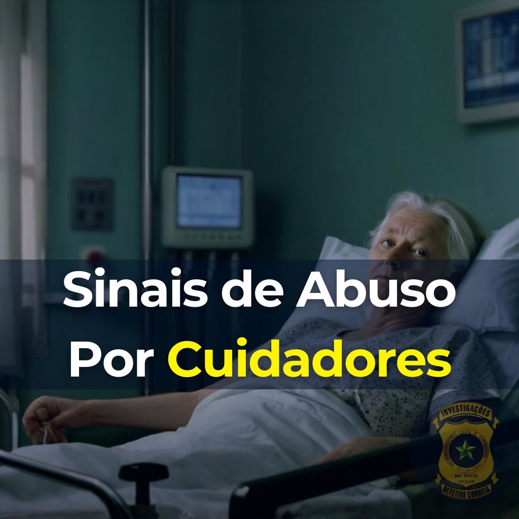 Idosa deitada em um hospital com expressão preocupada, representando possíveis sinais de abuso por cuidadores.